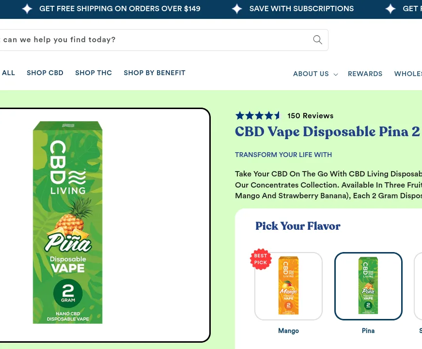 Living CBD Pina Colada Disposable Vape image 2