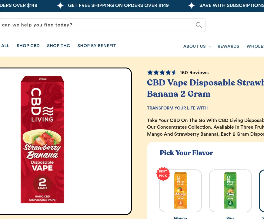 Living CBD Strawberry Banana Disposable Vape image 2