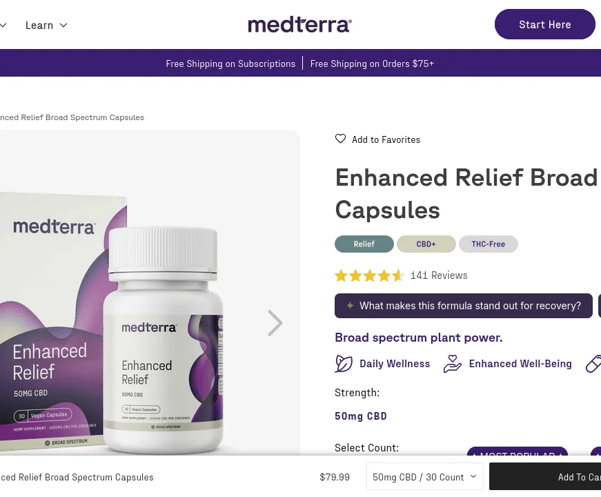 Medterra Enhanced Relief Broad Spectrum Capsules image 4