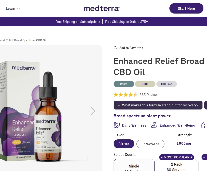 Medterra Enhanced Relief Broad Spectrum CBD Oil image 4