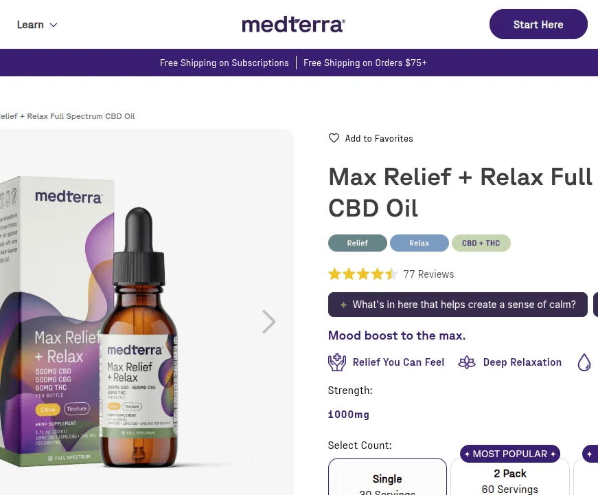 Medterra Max Relief + Relax Full Spectrum CBD Oil image 4
