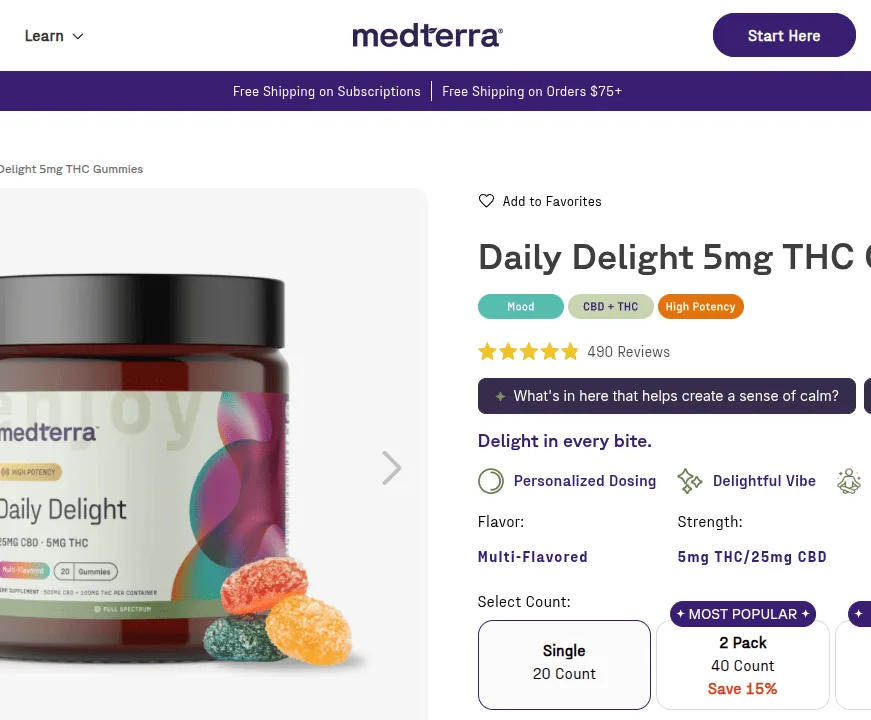 Medterra Daily Delight 5mg THC Gummies image 4