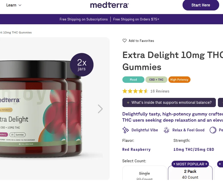 Medterra Extra Delight 10mg THC Gummies image 4