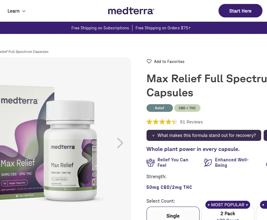 Medterra Max Relief Full Spectrum Capsules image 4