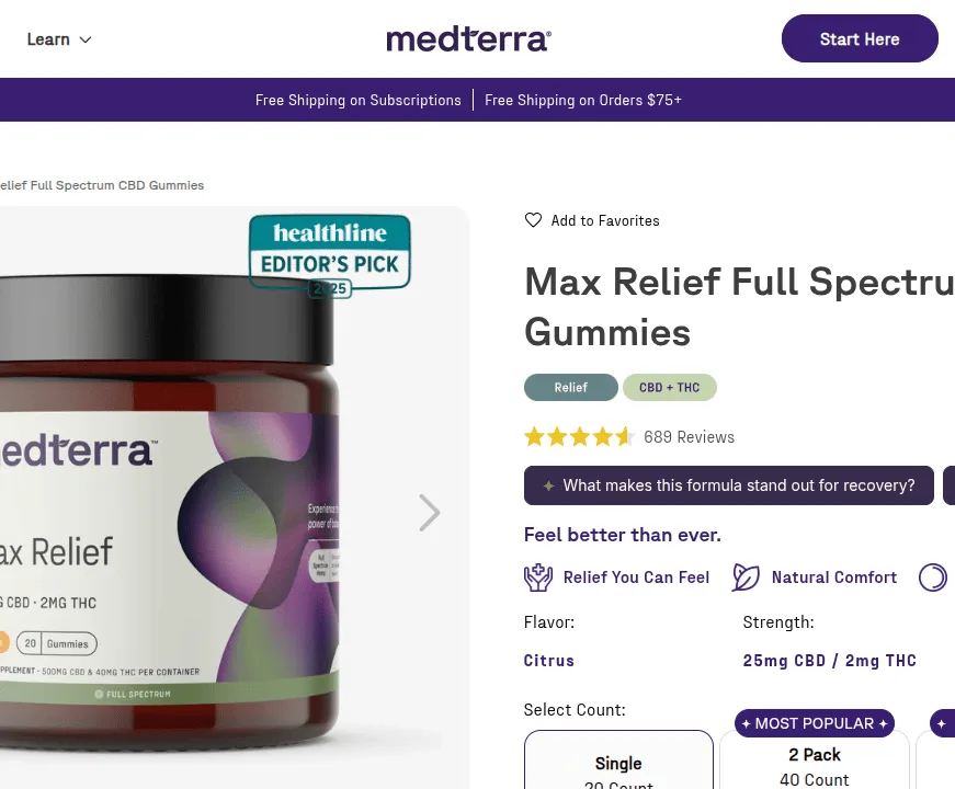 Medterra Max Relief Full Spectrum CBD Gummies image 3