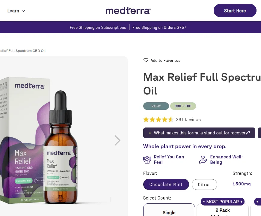 Medterra Max Relief Full Spectrum CBD Oil image 4