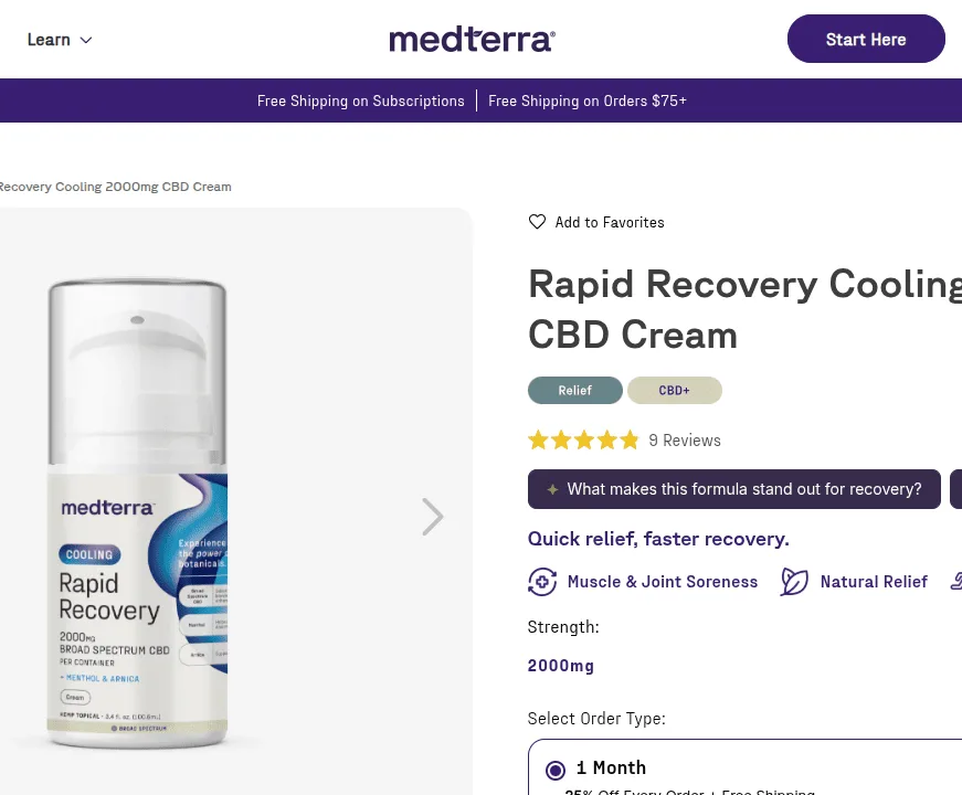 Medterra Rapid Recovery Cooling 2000mg CBD Cream image 4