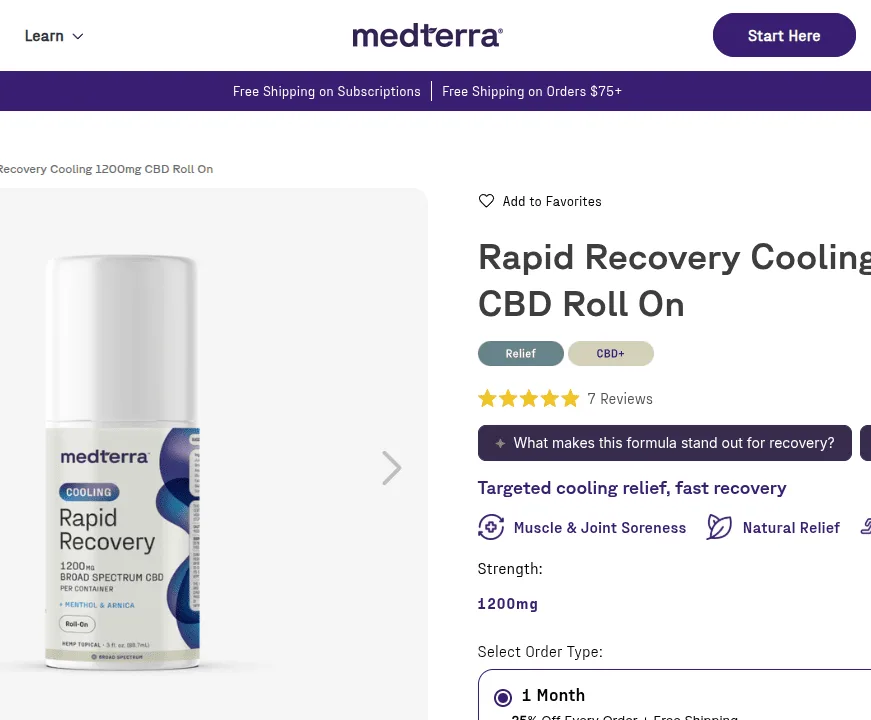 Medterra Rapid Recovery Cooling 1200mg CBD Roll On image 4