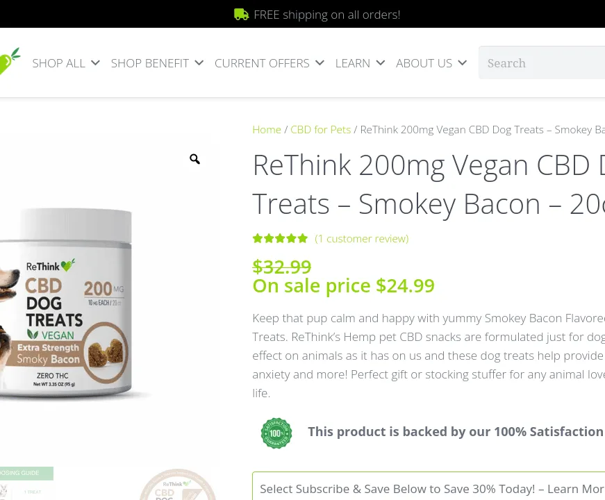 ReThink Vegan CBD Dog Treats - Smokey Bacon image 3