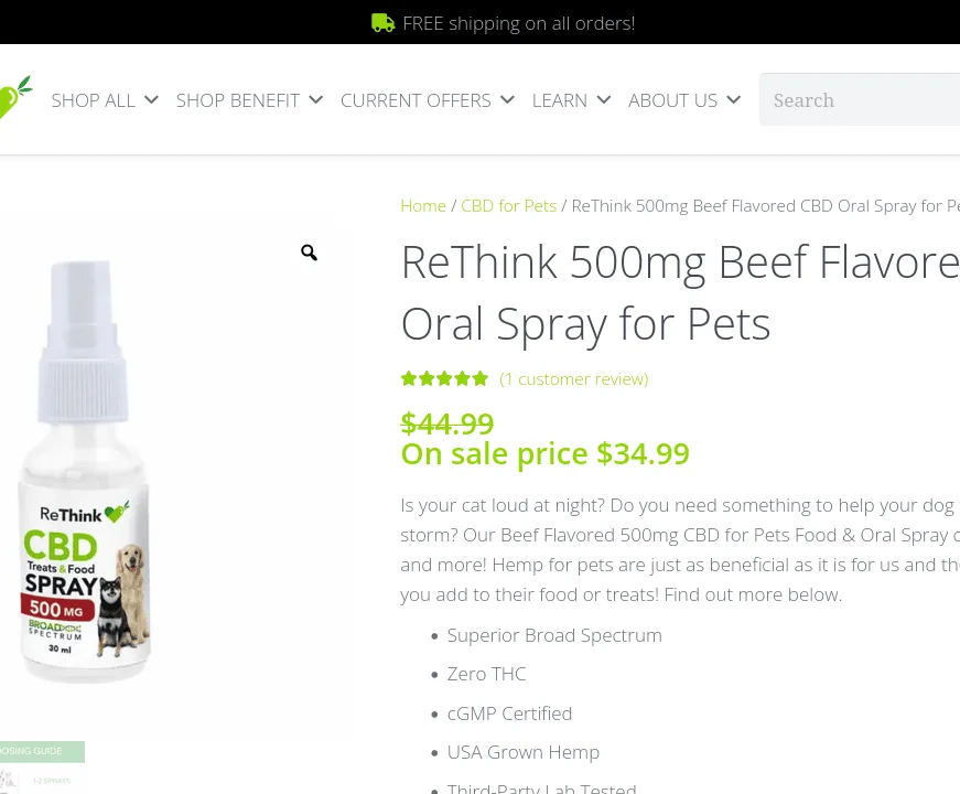 ReThink Beef Flavored CBD Oral Spray for Pets image 2