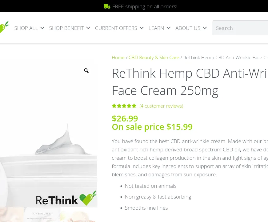 ReThink Hemp CBD Anti-Wrinkle Face Cream image 2