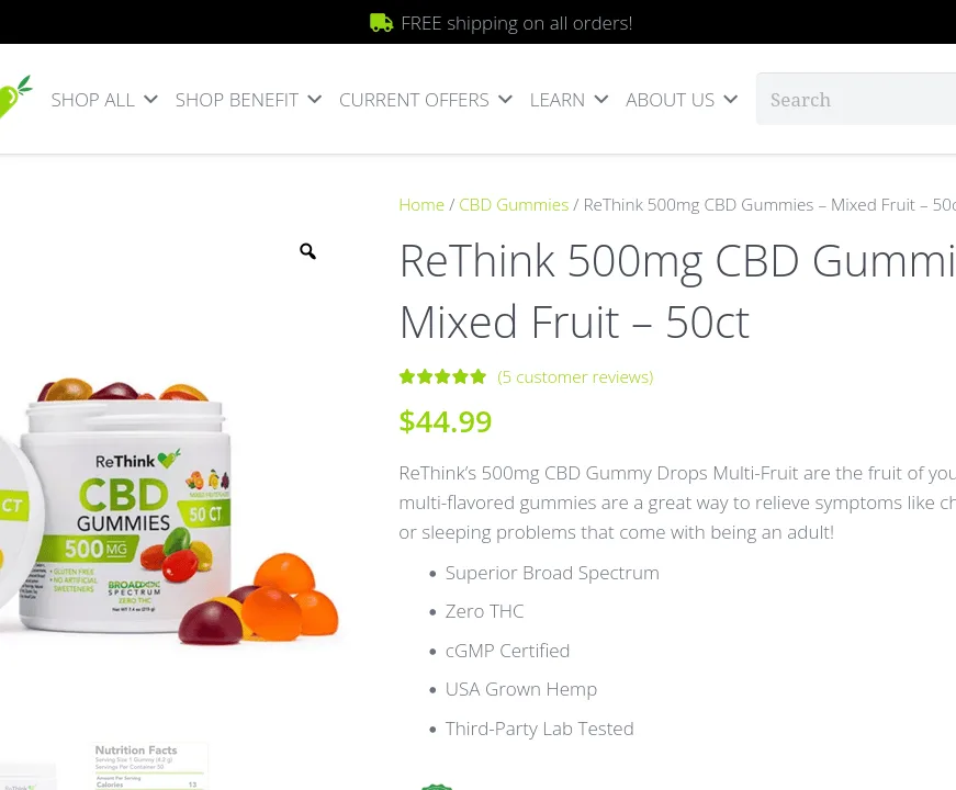 ReThink CBD Gummies - Mixed Fruit - image 3