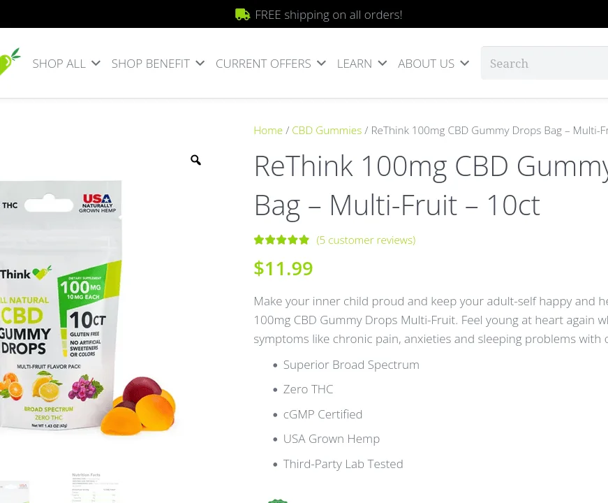 ReThink CBD Gummy Drops Bag - Multi-Fruit - image 3