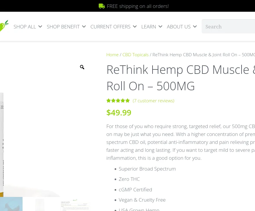 ReThink CBD Muscle & Joint Roll On image 3