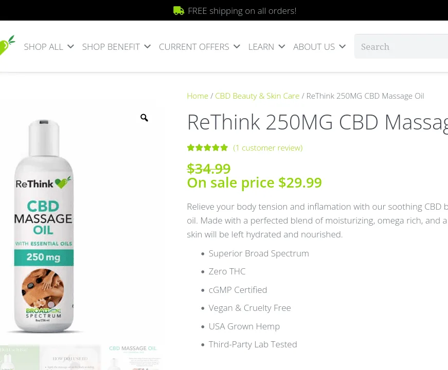 ReThink CBD Massage Oil image 3