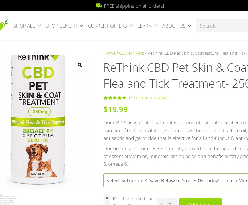 ReThink Pet Skin & Coat Natural Flea and Tick Treatment image 2