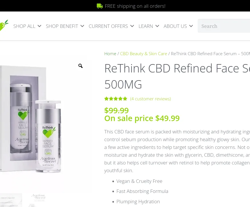 ReThink CBD Refined Face Serum image 3