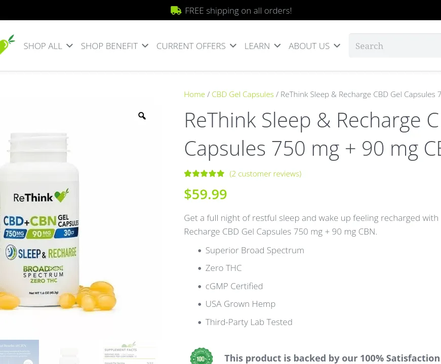 ReThink Sleep & Recharge CBD Gel Capsules image 3