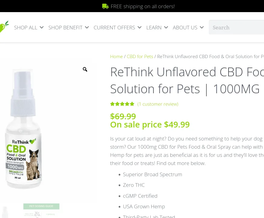 ReThink CBD Food & Oral Solution for Pets image 3
