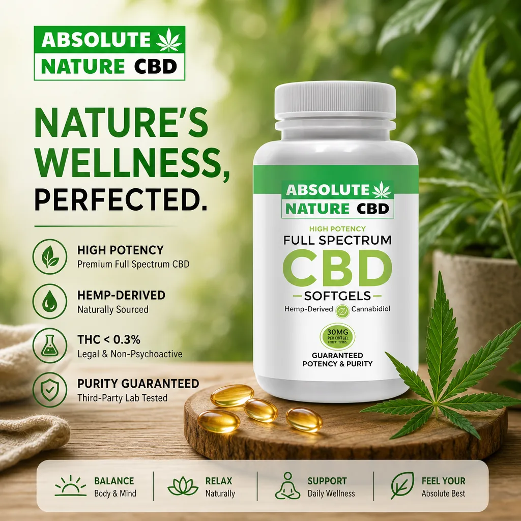Absolute Nature CBD Liquid Oil Softgels