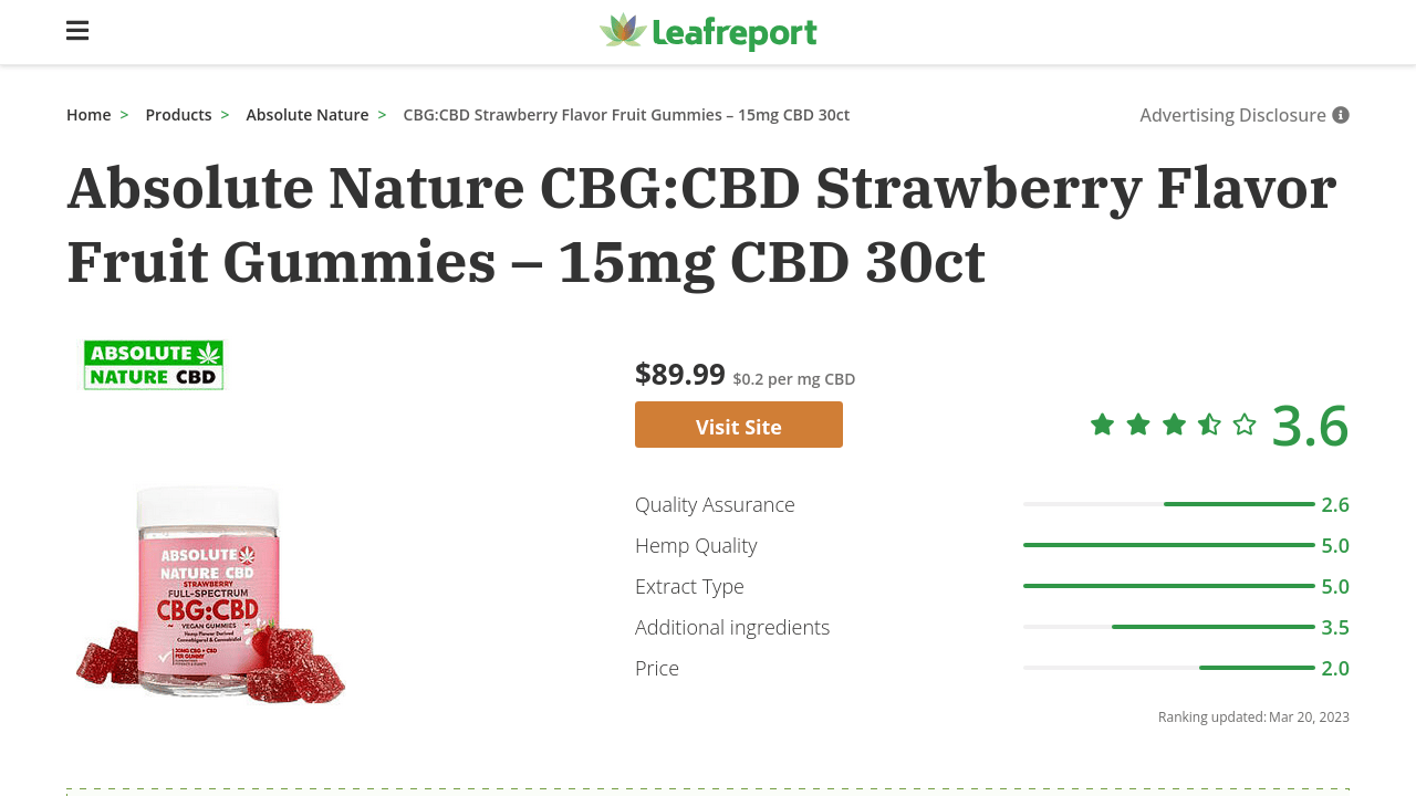CBG:CBD Strawberry Flavor Fruit Gummies thumbnail