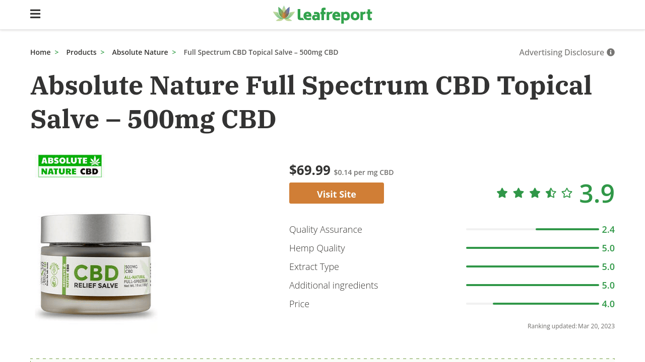 Full Spectrum CBD Topical Salve thumbnail