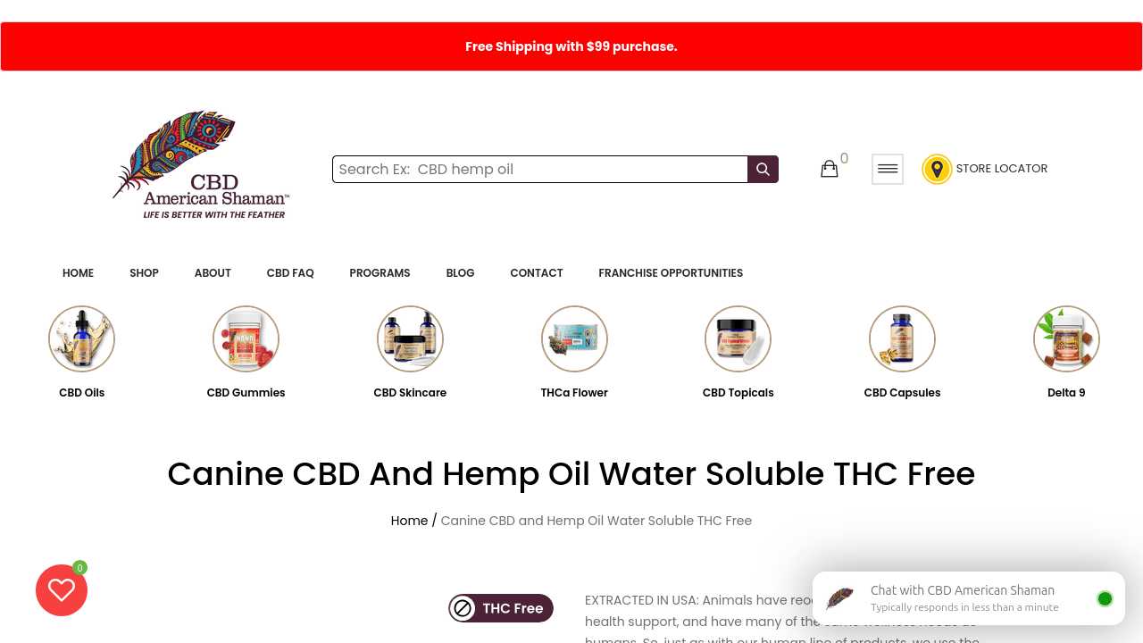 Canine CBD and Hemp Oil Water Soluble THC Free thumbnail
