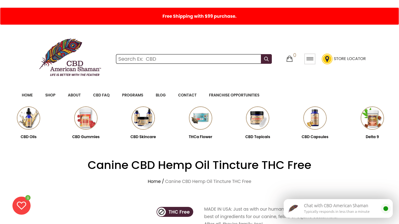 Canine CBD Hemp Oil Tincture THC Free thumbnail