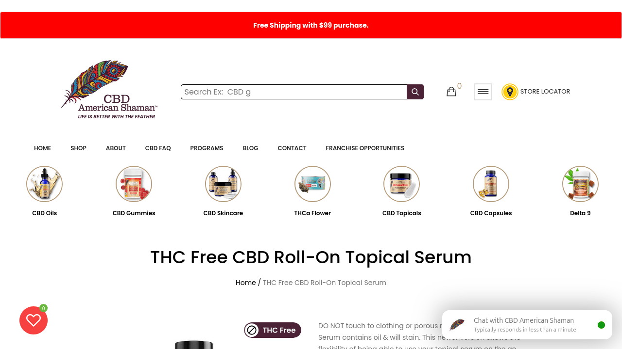 THC Free CBD Roll-On Topical Serum thumbnail