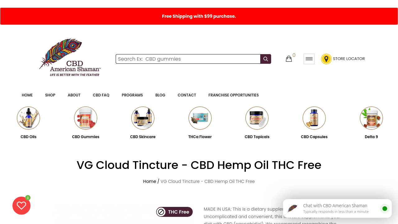VG Cloud Tincture - CBD Hemp Oil THC Free thumbnail