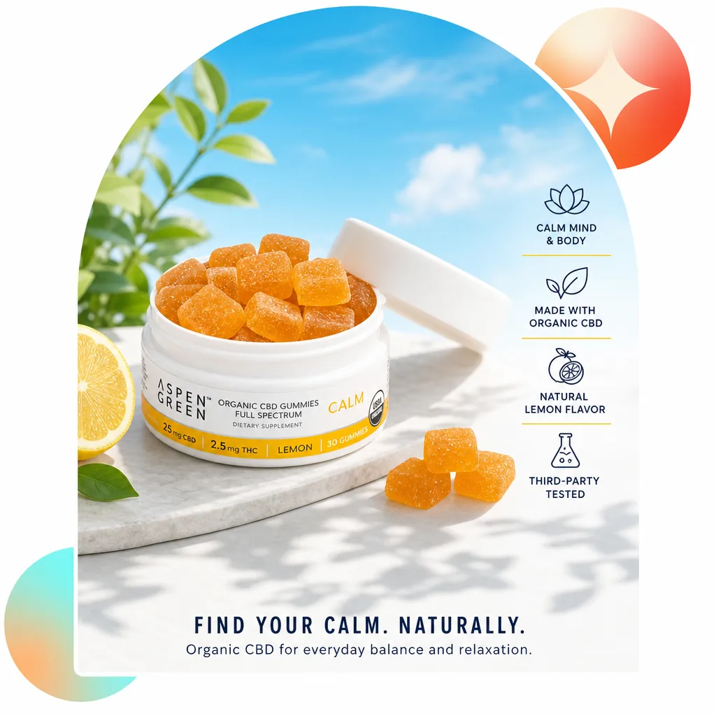 Aspen Green Calm Organic Full Spectrum CBD Gummies