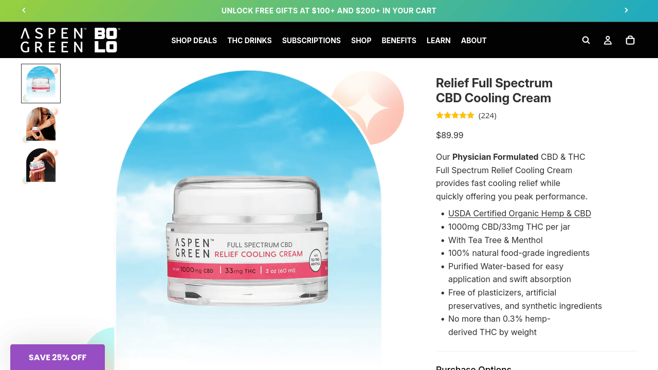 Relief Full Spectrum CBD Cooling Cream thumbnail