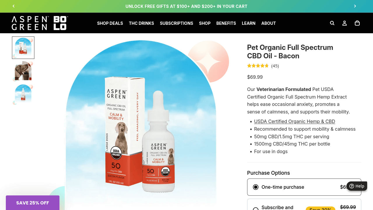 Pet Organic Full Spectrum CBD Oil - Bacon thumbnail