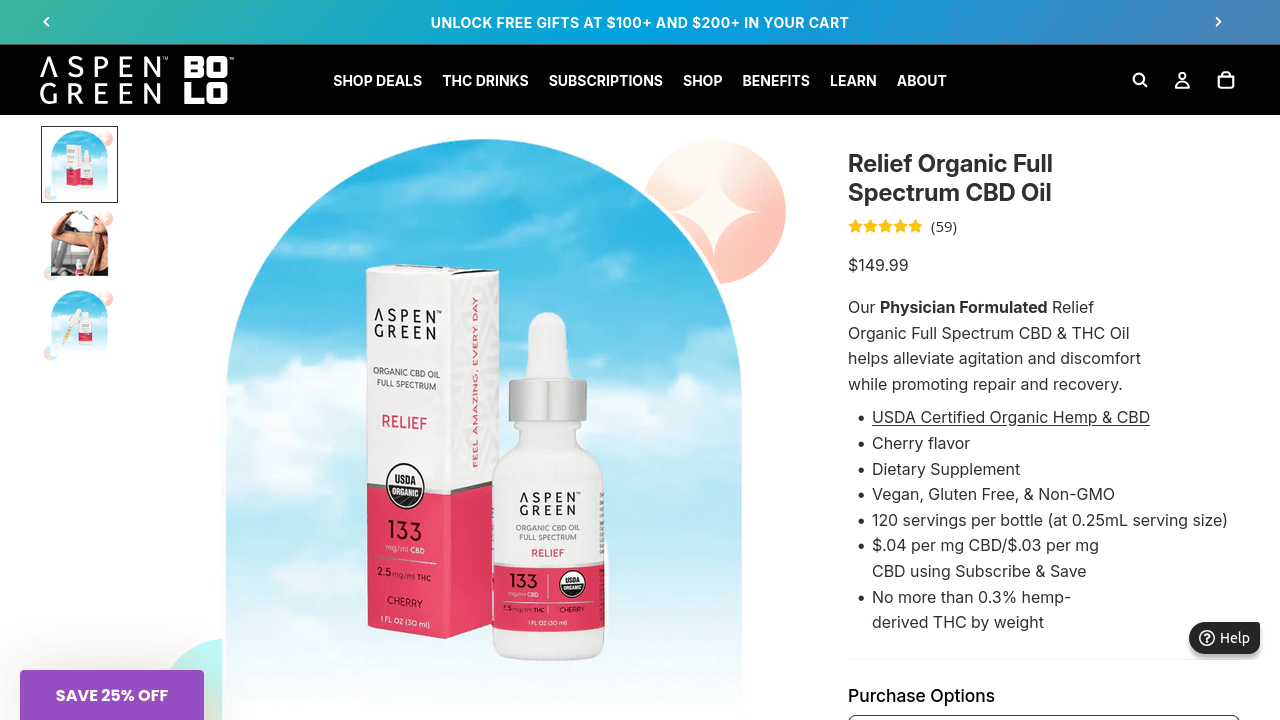 Relief Organic Full Spectrum CBD Oil thumbnail