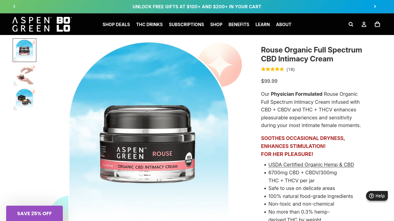 Rouse Organic Full Spectrum CBD Intimacy Cream thumbnail