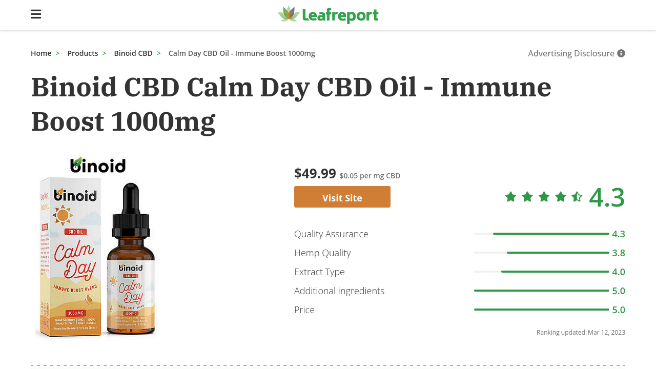 CBD Calm Day CBD Oil - Immune Boost thumbnail