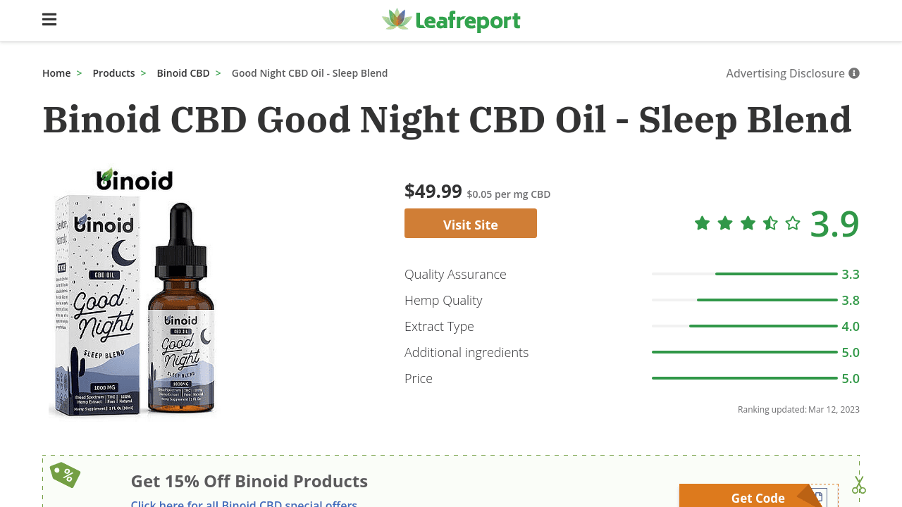 CBD Good Night CBD Oil - Sleep Blend thumbnail