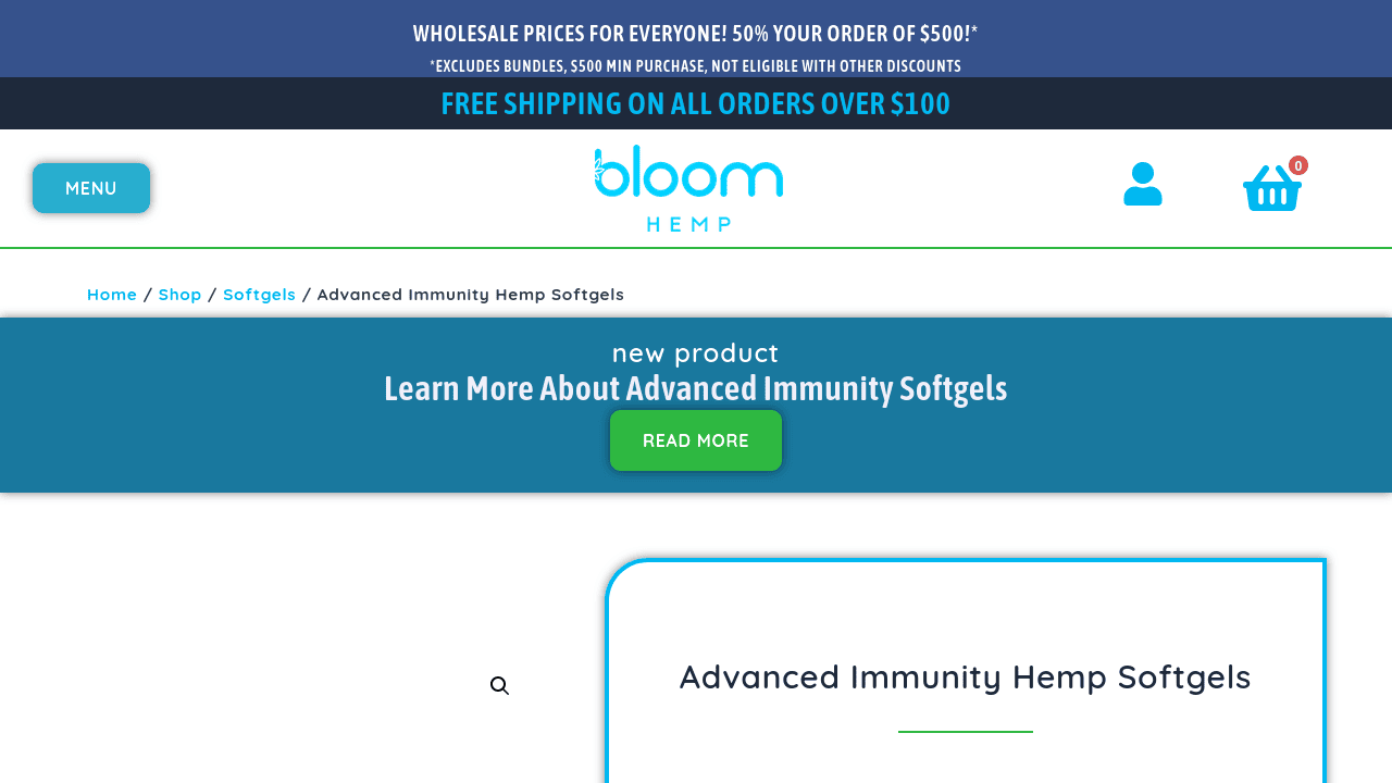 Advanced Immunity Hemp Softgels thumbnail