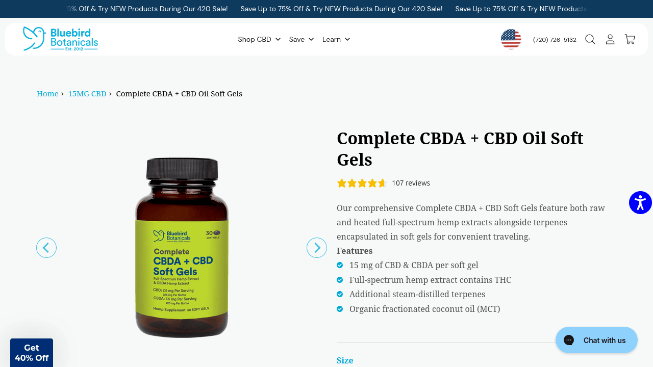 Complete CBDA + CBD Oil Soft Gels thumbnail