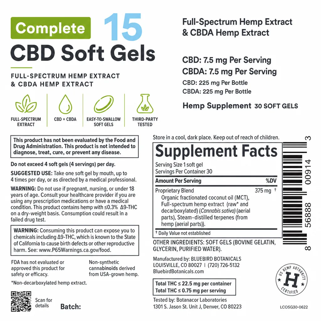 Complete CBDA + CBD Oil Soft Gels thumbnail