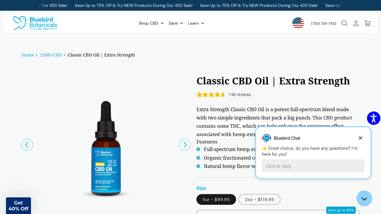Classic CBD Oil - Extra Strength thumbnail