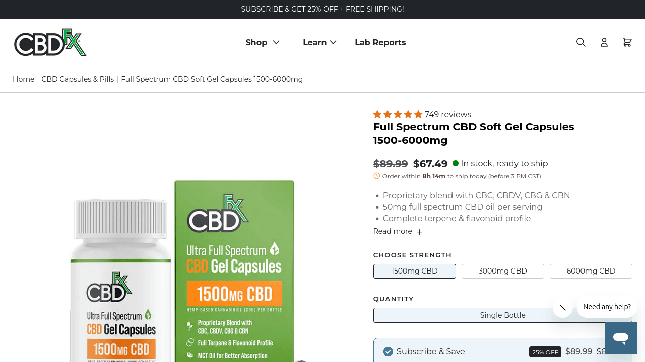 Full Spectrum CBD Soft Gel Capsules thumbnail