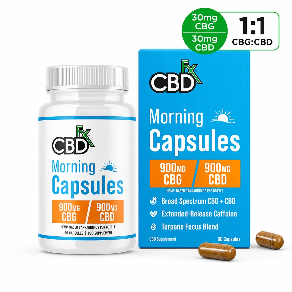 CBDfx CBD + CBG Morning Capsules for Energy & Focus