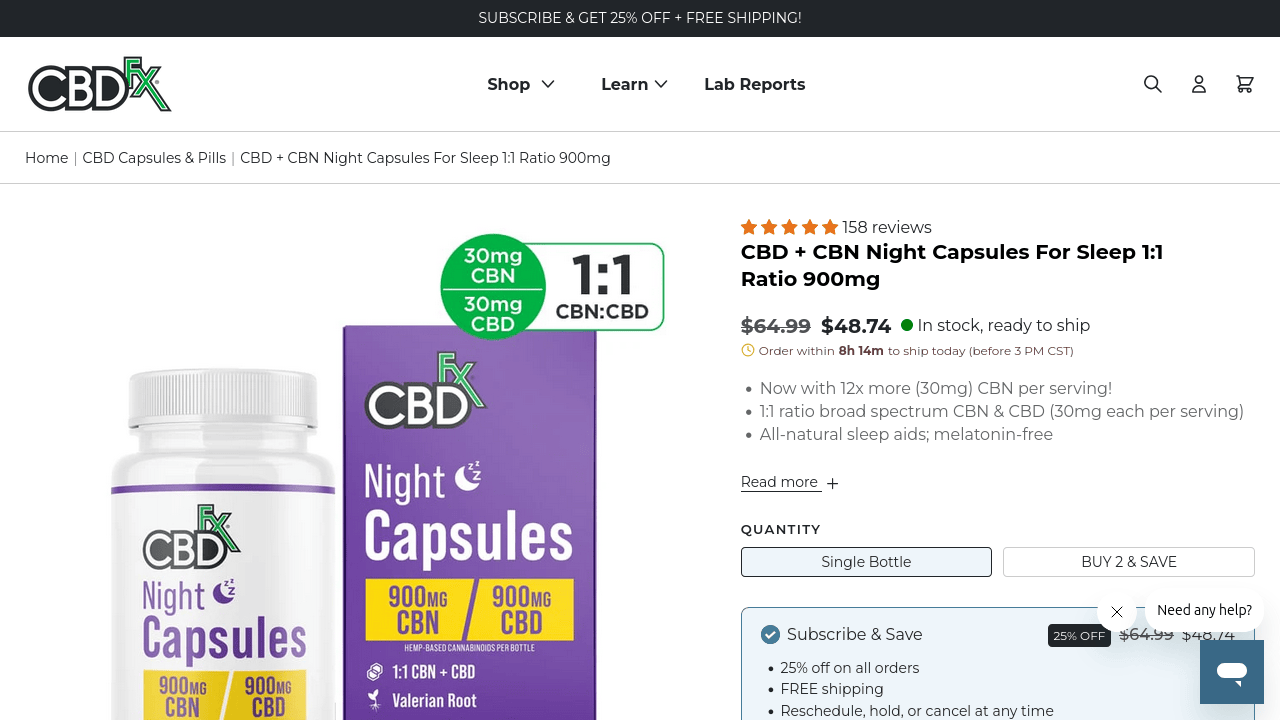 CBD + CBN Night Capsules for Sleep thumbnail