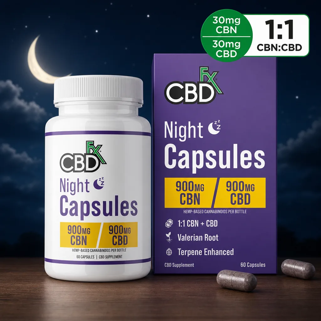 CBDfx CBD + CBN Night Capsules for Sleep