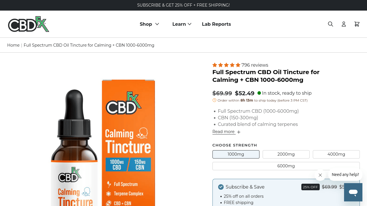 CBD + CBN Oil Calming Tincture thumbnail