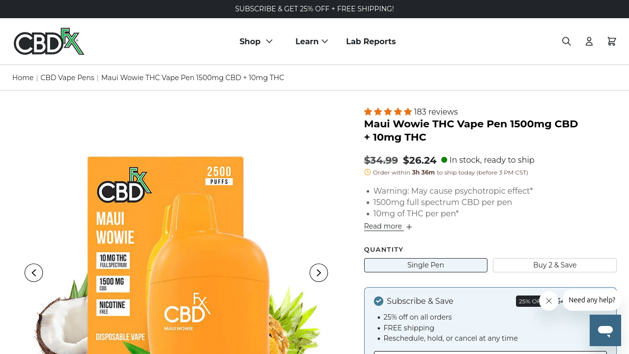 Maui Wowie THC Vape Pen thumbnail