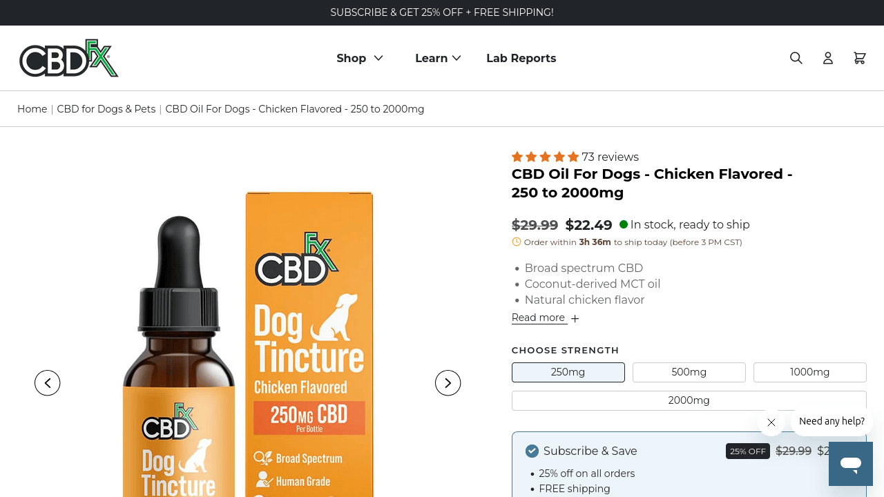 CBD Oil For Dogs - Chicken Flavored thumbnail