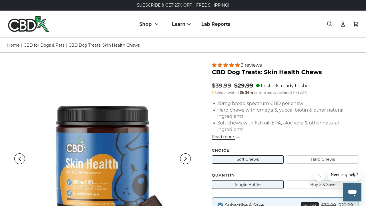CBD Dog Treats: Skin Health Chews thumbnail