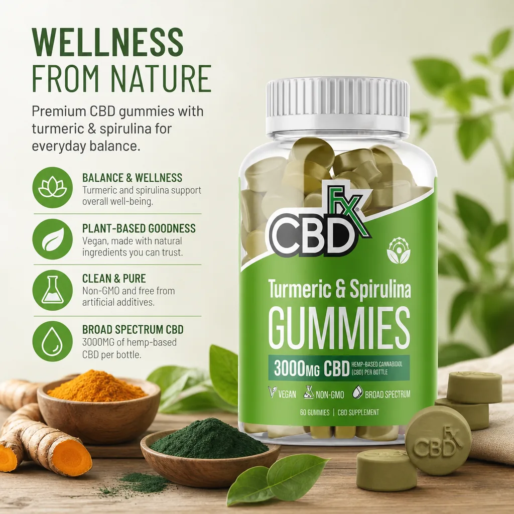CBDfx CBD Gummies with Turmeric & Spirulina